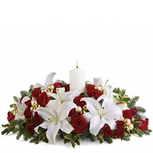 Image of 6454 Luminous Lilies Centerpiece  from Rose of Sharon Florist