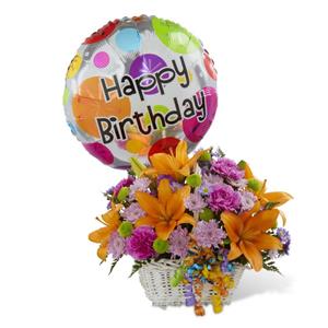 Image of 3607 Happy Blooms Basket from Rose of Sharon Florist