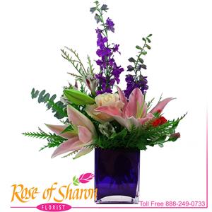 Image of 2108 Livie Cube Arrangement from Rose of Sharon Florist